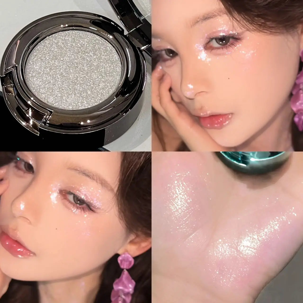 Cream Metallic Eyeshadow Palette Smoked Green With Chameleon Blue Sparkle — Smoked Green | KIMLUD