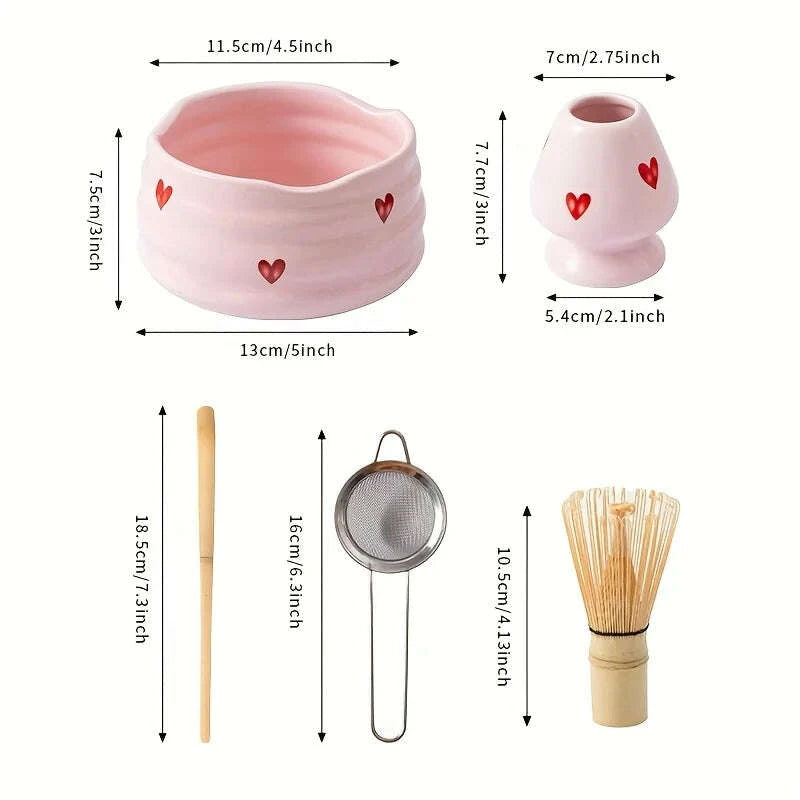 5pcs-pink-heart-decal-ceramic-matcha-set-cute-matcha-set-includes-matcha-bowl-matcha-whisk-and-holder-bamboo-scoop-sifterkimludkimlud-35568504