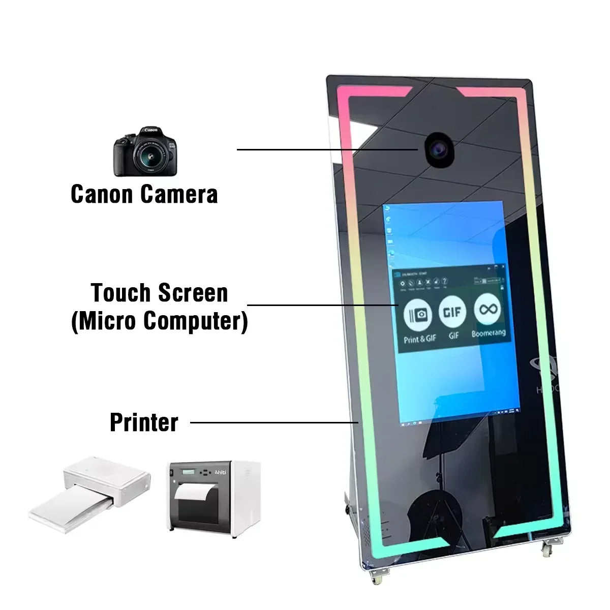 Mirror Photo Booth 65x43in LED Display — Silver | KIMLUD