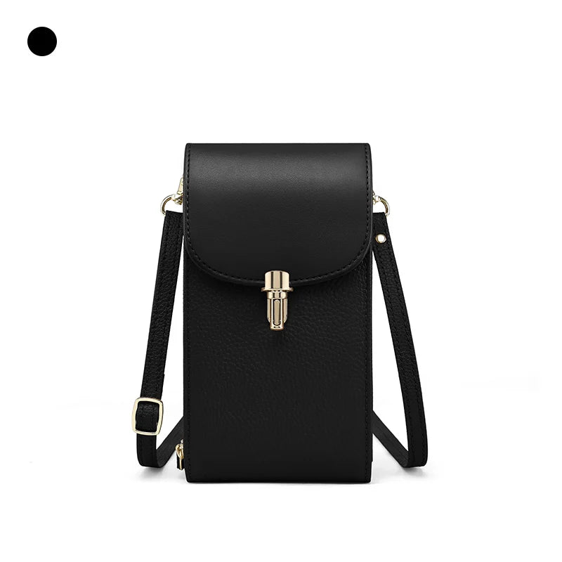 Crossbody Bag – 8 Card Slots – Genuine Leather – Lychee Pattern | KIMLUD