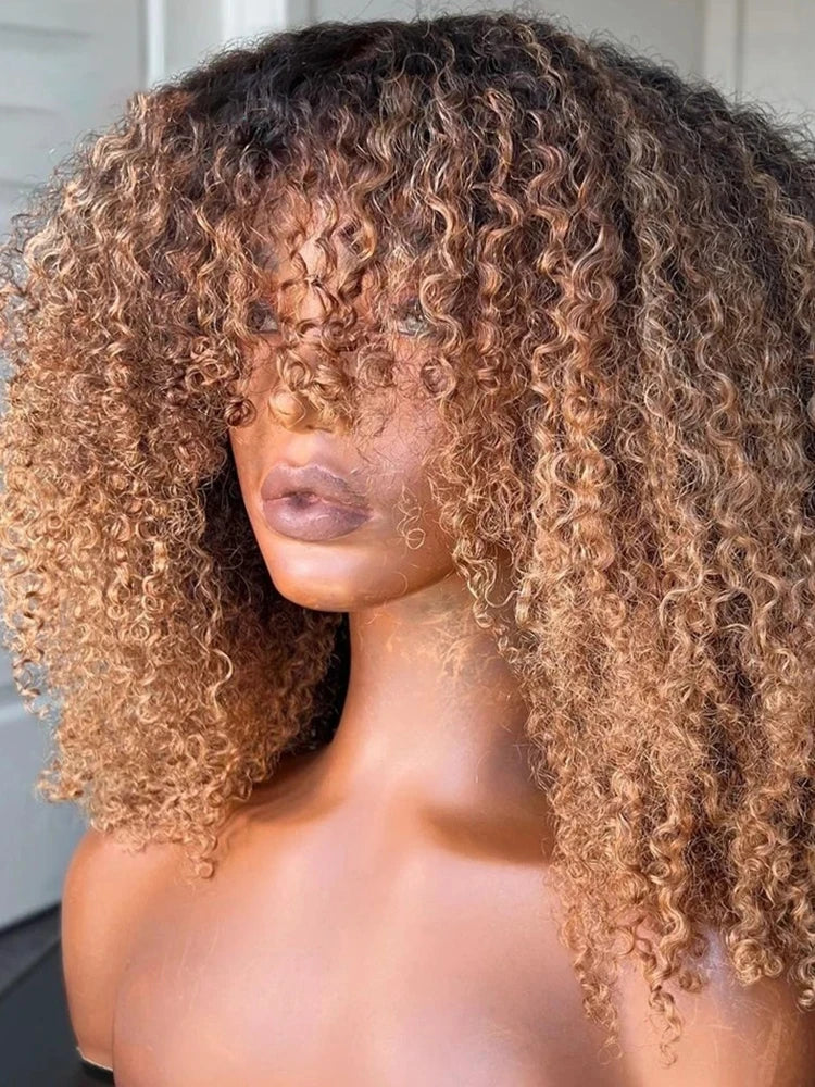 Wig Short Curly Bob Wigs And Extensions Glueless — Highlight Blonde | KIMLUD