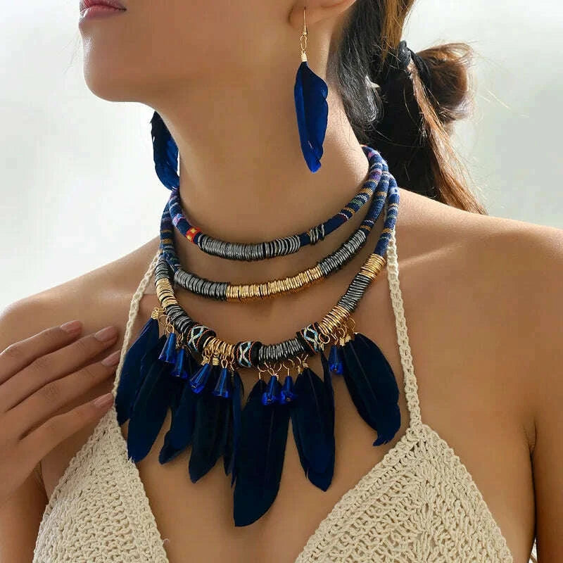 fashion-vintage-ethnic-feather-choker-necklace-earrings-set-for-women-multilayer-nekclace-earrings-jewelry-setskimlud-womens-fashion-34624540