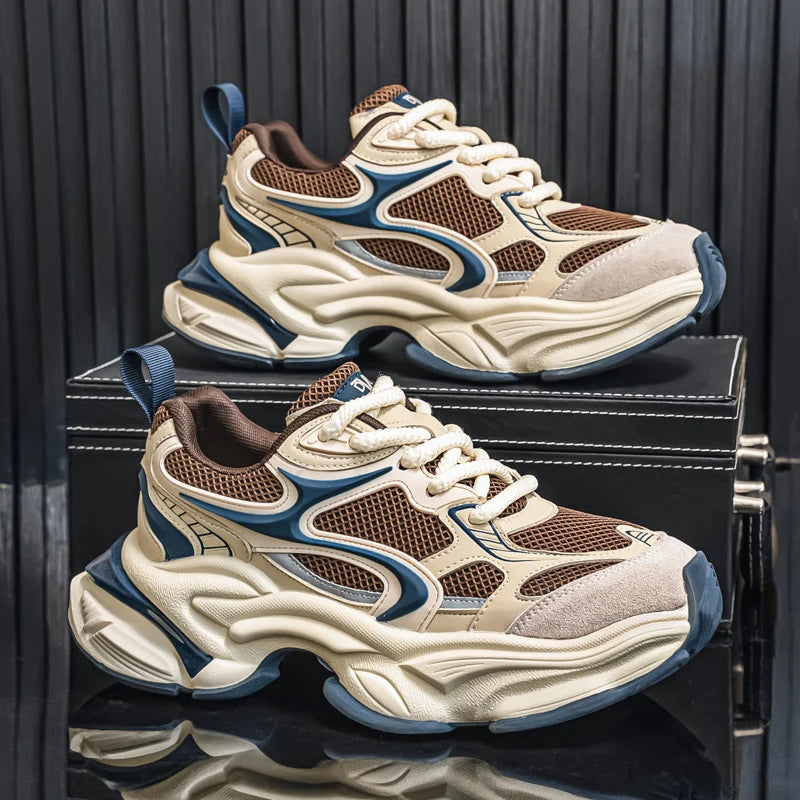Men's Chunky Sneakers – Height Increasing Platform – Leather Fabric | KIMLUD