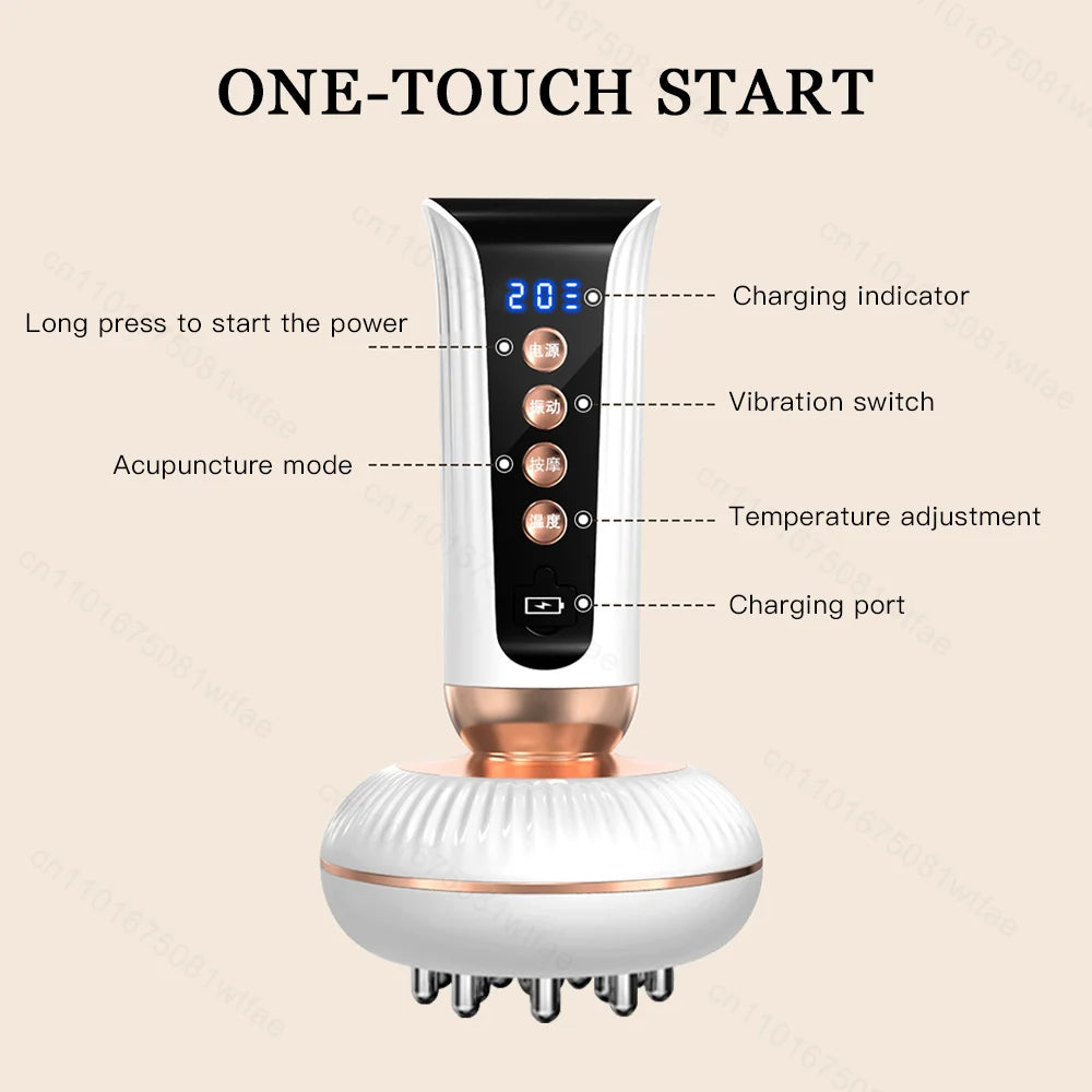 Ems Multifunctional Massage Brush Red Light Heating Waist Back Lymphatic Drainage Massager Meridian Brush Fat Rreducer Scraping