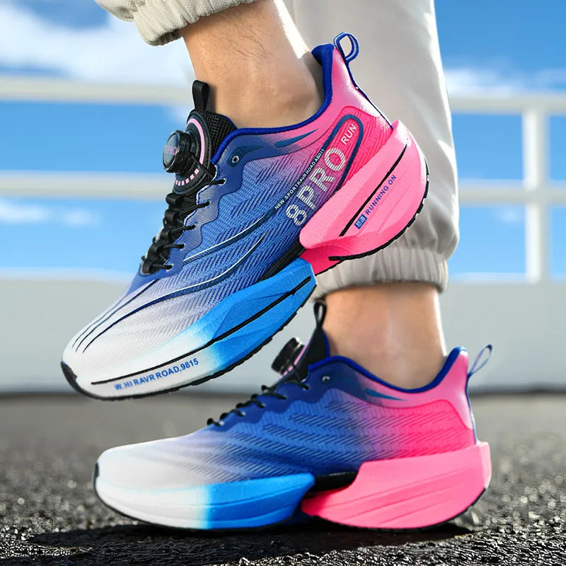 Carbon Plate Marathon Running Shoes Breathable Mesh — Black | KIMLUD