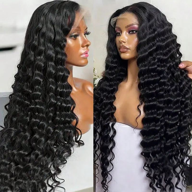 Lace Front Wig – Deep Wave 250 Density – Virgin Human Hair – Transparent | KIMLUD