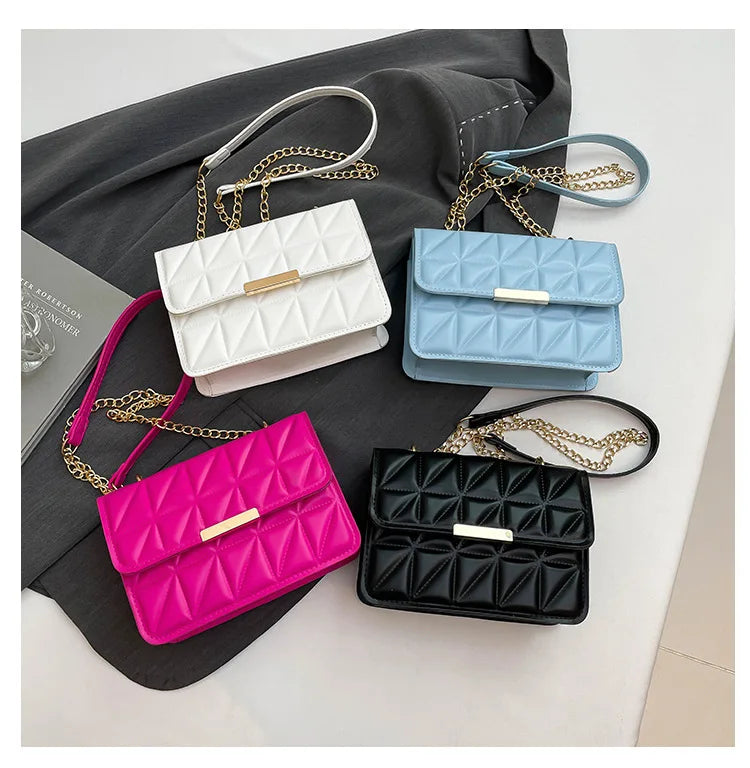 Korean Style Crossbody Bag Single Shoulder Chain — Pink | KIMLUD