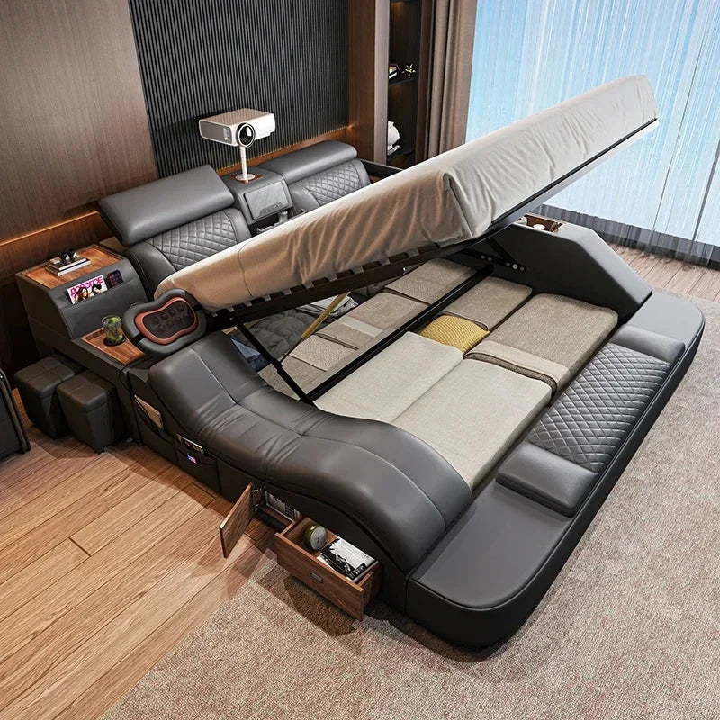 Smart Monster Frame Mattress Storage Bed Full Double Size Murphy Container Twin Bedroom Furniture