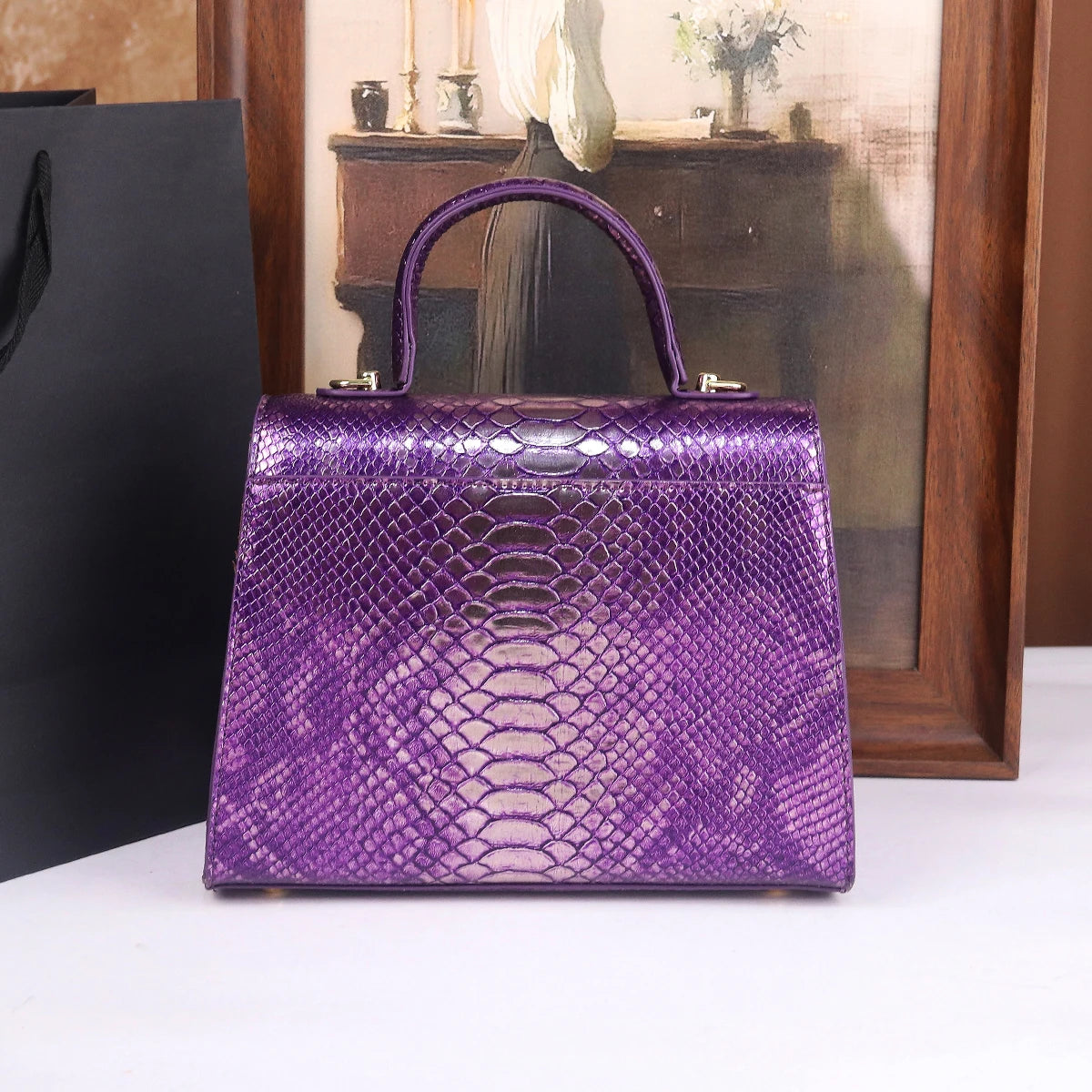 Stone-Patterned PU Crossbody Bag Single-Shoulder — Purple | KIMLUD