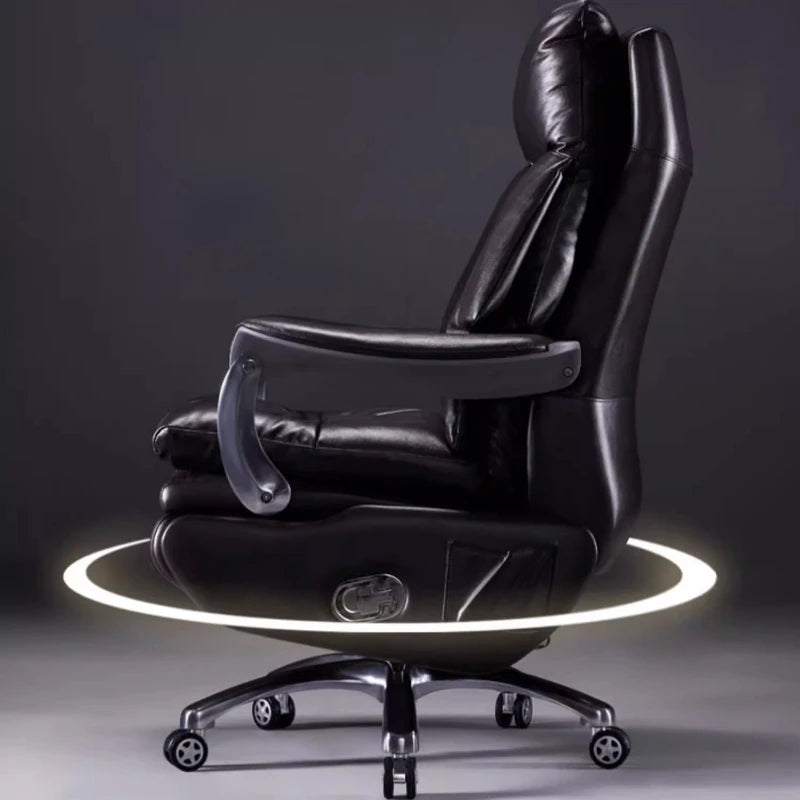 Electric Leather Boss Chair Modern Design Comfortable Ergonomic Trendy Chair Swivel Arm Footrest Salon Silla Oficina Furniture