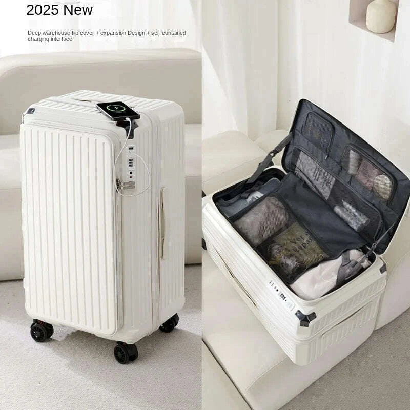 2025-new-side-opening-suitcase-pc-large-capacity-luggage-with-usb-cup-holder-34-inch-password-trolley-case-20-travel-suitcaseskimlud-womens-fashion-34612934