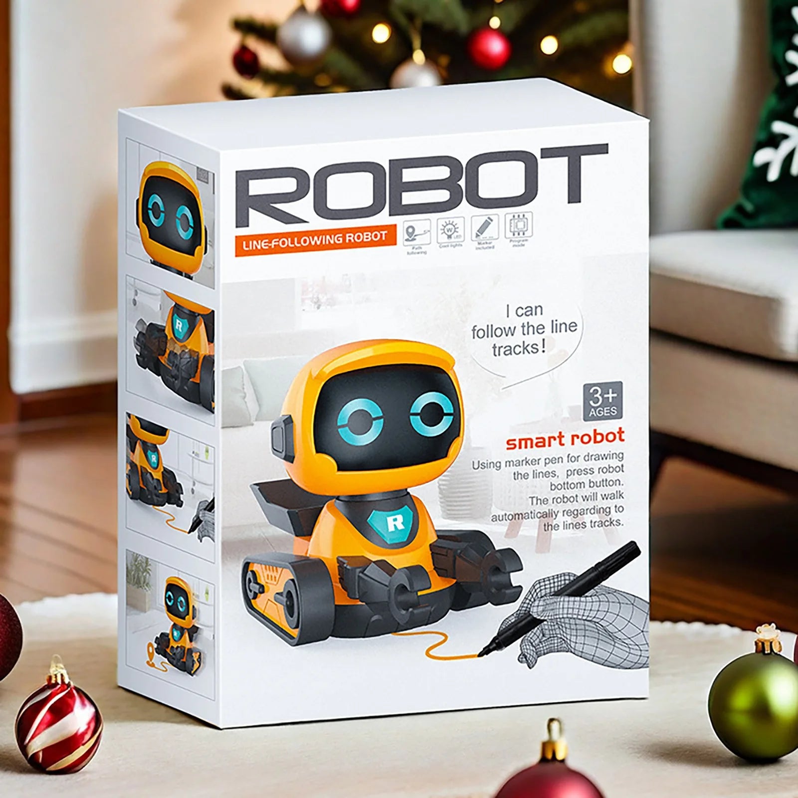 Smart Kids Early Education Intelligent Robots Educational Robot Toys for Kids with Cute Sound Effects & Track Drawing Function