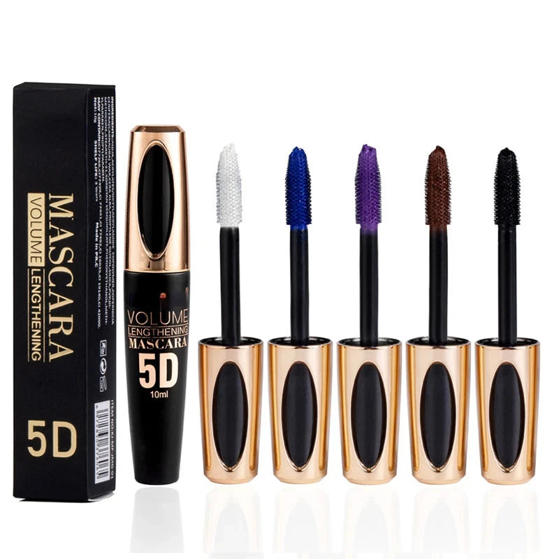 5D Mascara Makeup Waterproof Sweatproof Non-smudgy Slim Color Purple Blue White Mascara Waterproof Cosmetics