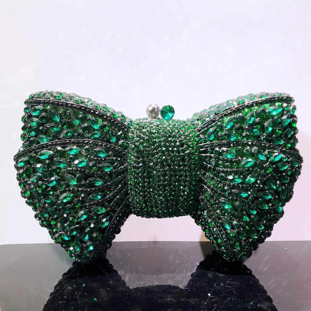 Crystal Rhinestone Bowtie Clutch Evening — Gold | KIMLUD