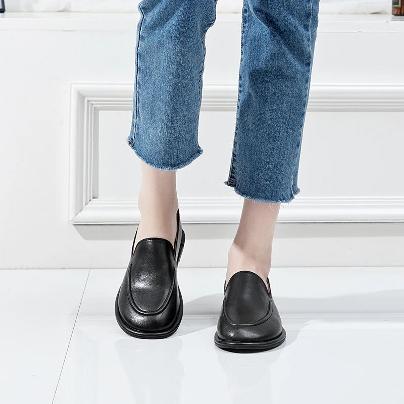 AIYUQI Loafers Women 2025 New Spring Round Toe One Foot Slip-on Shoes Women Genuine Leather Soft Flats Shoes Women