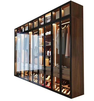 Italy Style Exquisite Luxury Wood Wardrobe — Black | KIMLUD