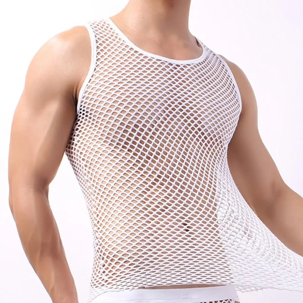 Men's See-Through Vest Undershirt – Polyester Oxford Fabric | KIMLUD