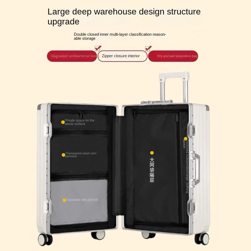 Large Capacity Suitcase 30-inch Sturdy and Durable ABS+PC Rolling Luggage Aluminum Frame Cabin Trolley Case 20 inch Boarding Box