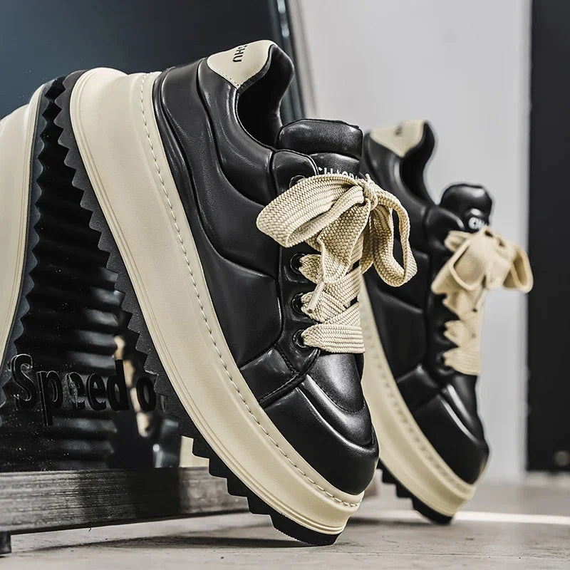 Chunky Sneaker – Height Platform – Microfiber Leather – Lace-Up | KIMLUD