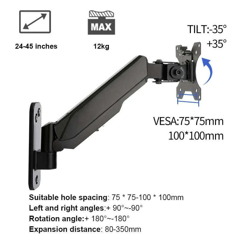 wall-mount-swivel-tilt-rotation-full-motion-adjustable-articulating-for-most-24-45-led-lcd-monitor-wall-mount-vesa-100x100mmkimlud-womens-fashion-34601410