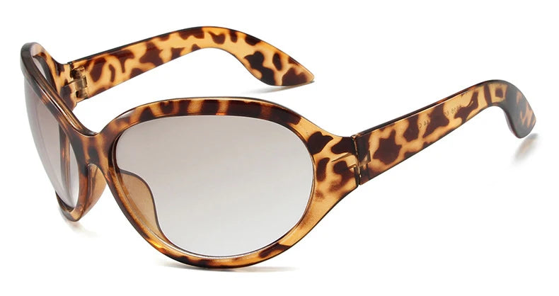 Oversized Y2K Sunglasses Wrap Around — Silver | KIMLUD