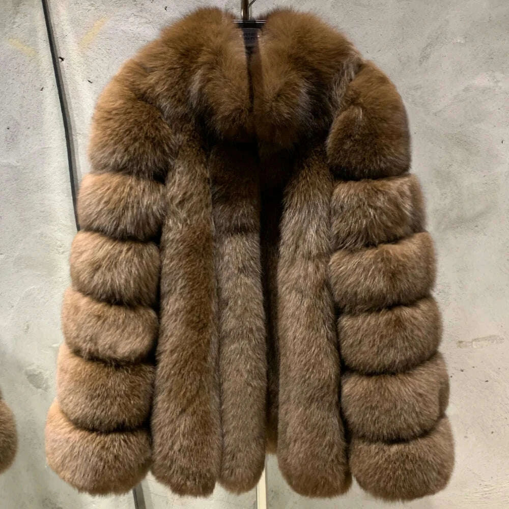 KIMLUD, Long Fox Fur Coats Wholesale Winter Female Natural Fox Fur OutWear Full Pelt Real Fox Fur Jackets with Long Sleeve 909, KIMLUD Womens Clothes