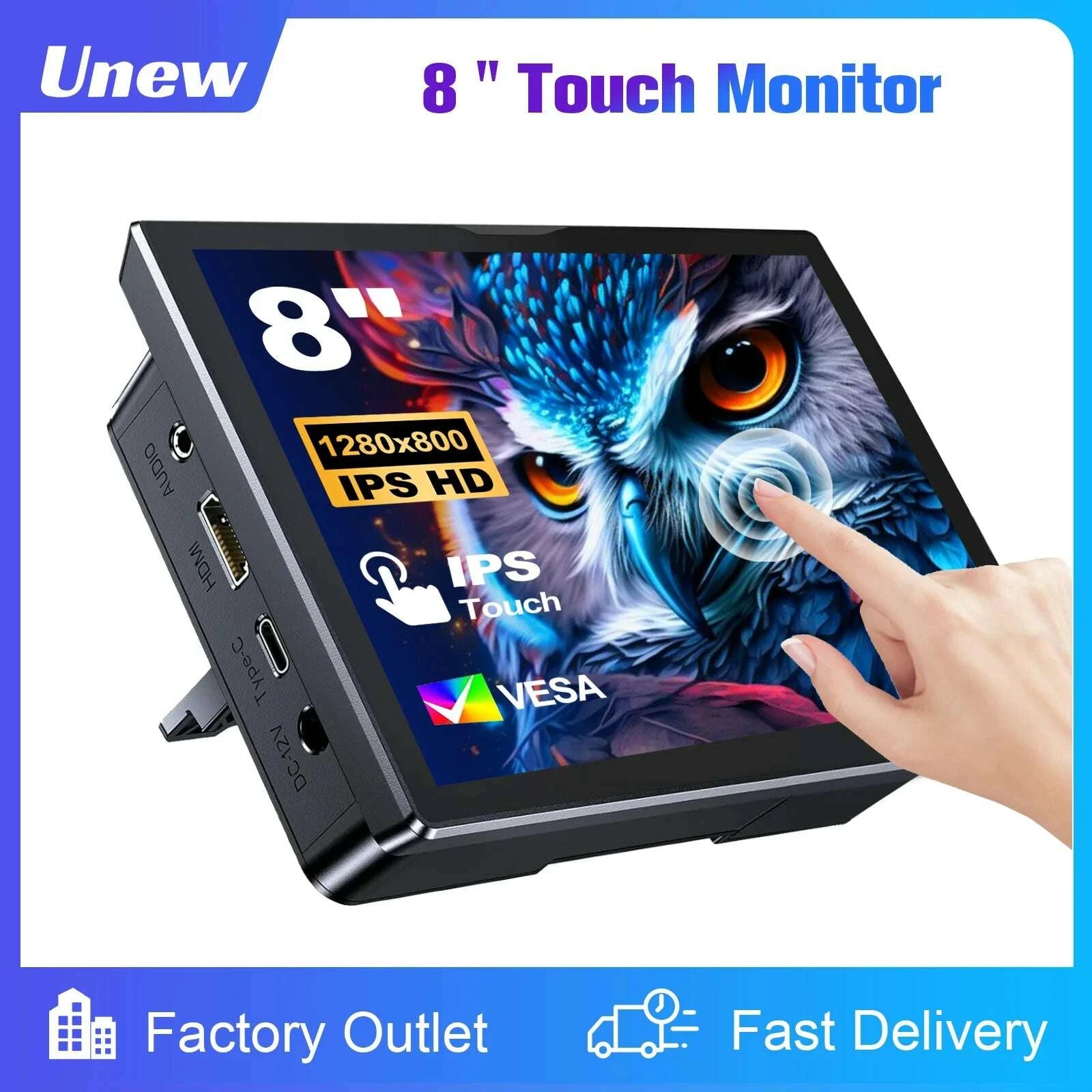 KIMLUD, 8 inch Touch Monitor 1280x800P 16:10 Widescreen Ratio HDMI Interface for DIY Projects Surveillance Display, KIMLUD Womens Clothes