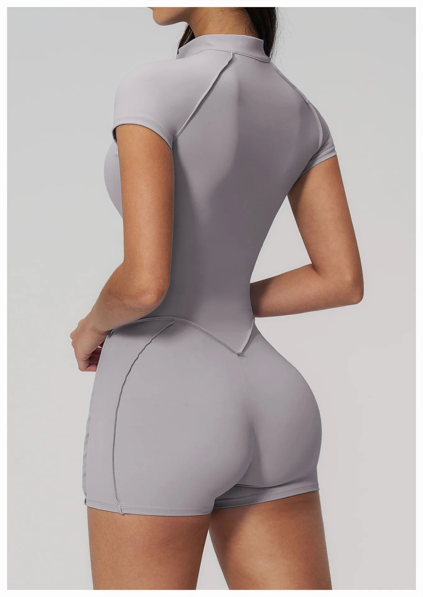 Performance Stretch Jersey Zippered Yoga Bodysuit Short Sleeves For Studio To Street — Red | KIMLUD