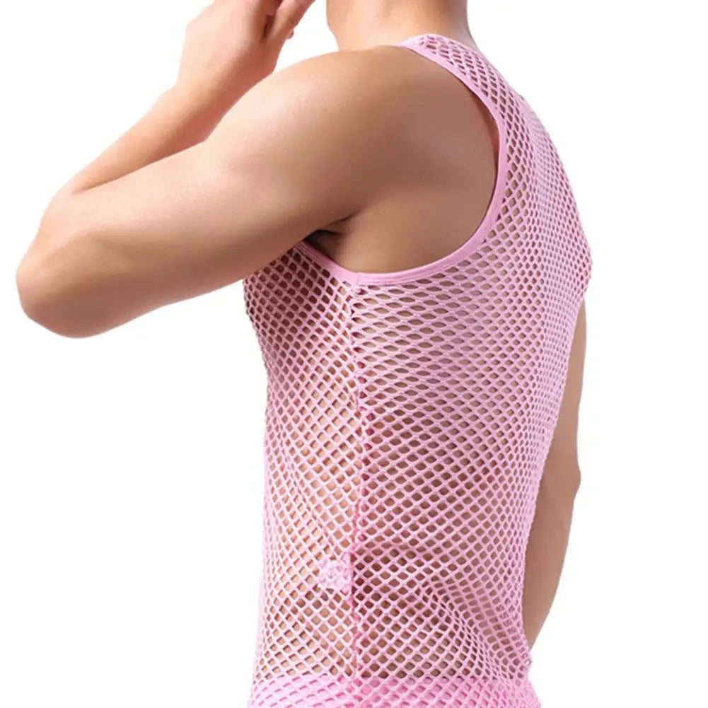 Men's See-Through Vest Undershirt – Polyester Oxford Fabric | KIMLUD