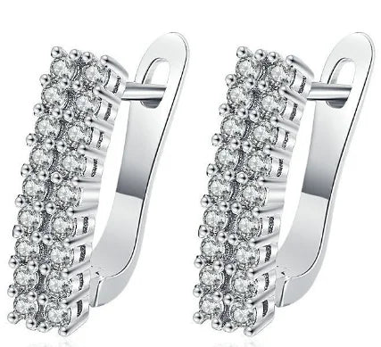 Silver-Toned Copper Oval Zircon Halo Stud Earrings — Sapphire Blue | KIMLUD