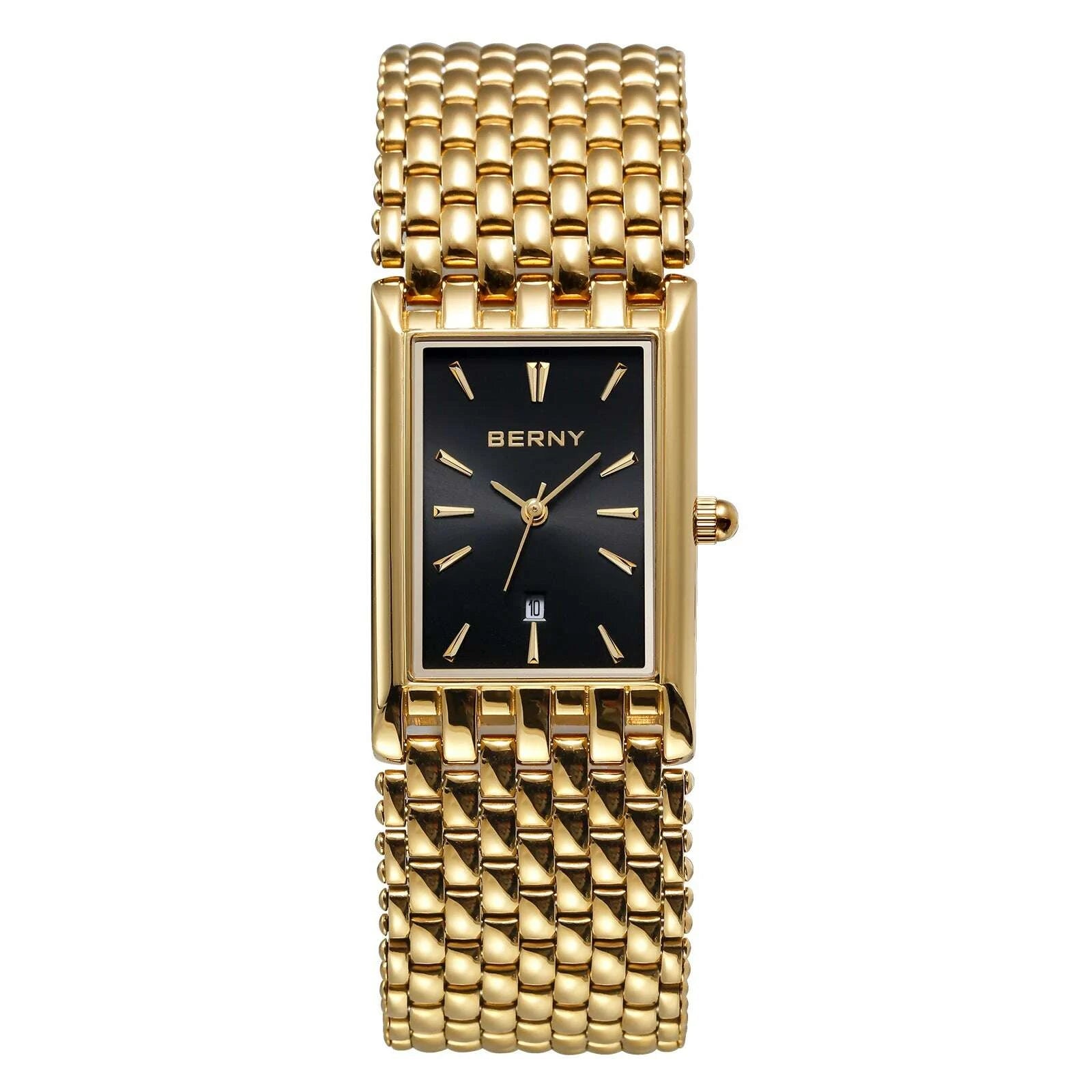 KIMLUD, BERNY MIYOTA Quartz Watch Men Luxury Brand Men's Wristwatch Water Resistant Square Clock Stainless Steel Golden Man Watch 2023, KIMLUD Womens Clothes