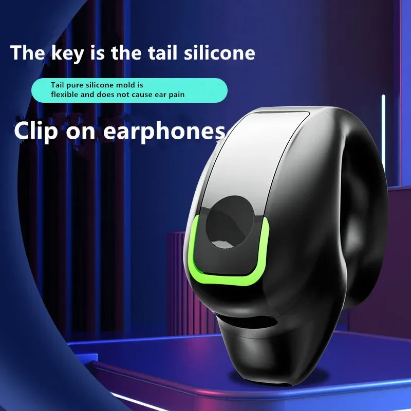 Bone Conduction Earphone Clip Wireless Headset — Black | KIMLUD
