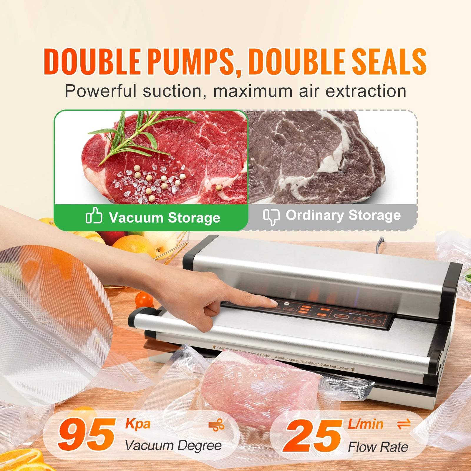 Automatic Vacuum Sealer Machine With Bag Roll Cutter — Black | KIMLUD