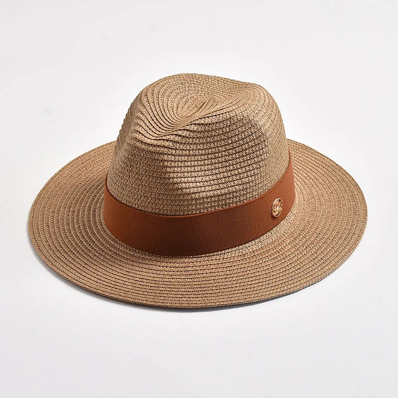 Panama Style Sun Hats Ribbon Decoration — Natural | KIMLUD