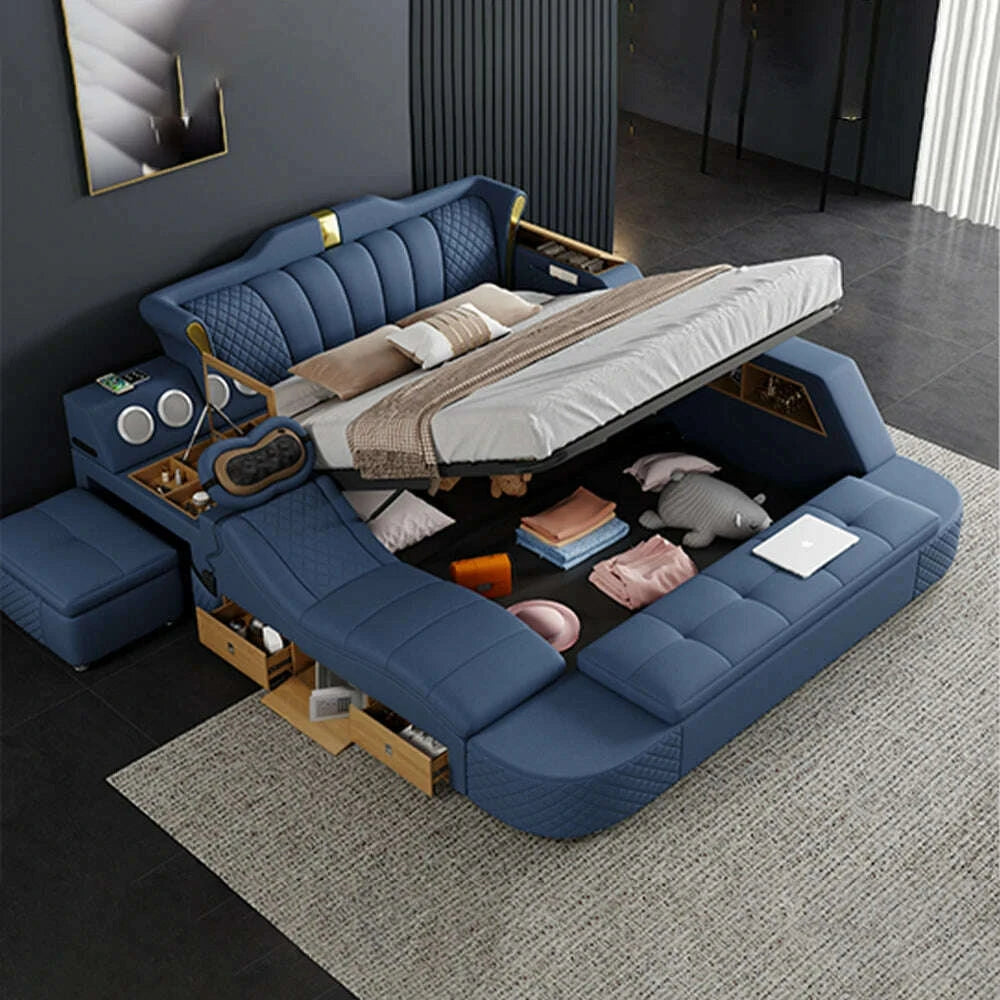 modern-tech-smart-genuine-leather-bed-with-massage-bluetooth-speakers-usb-–-luxury-multifunctional-king-size-bed-with-ottomankimlud-womens-fashion-34603500