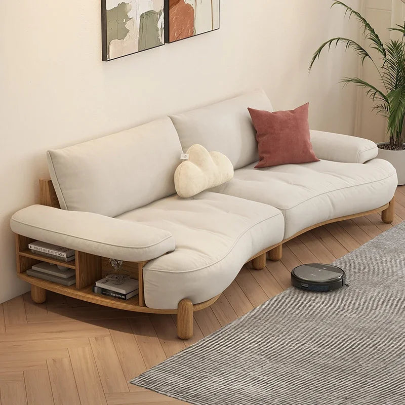Foam Modern 3 Seater Sofa Soft Suede-Like Finish — White | KIMLUD
