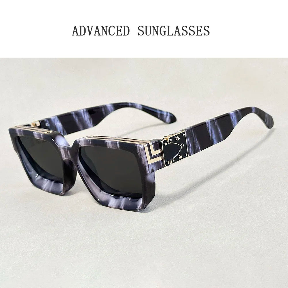 Resin Square Sunglasses Vintage Millionaire Style — Silver | KIMLUD