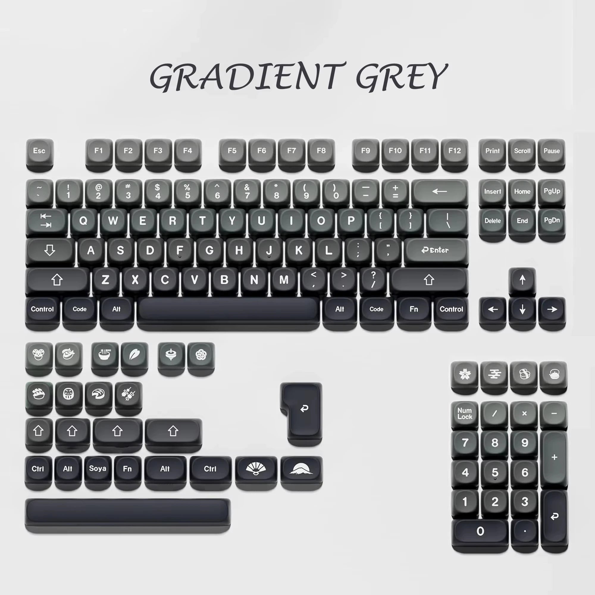 MOA Profile PBT Key caps White Milky Way Five Sided Dye Sublimation Keycaps for Cherry Gateron MX Switches Mechanical Keyboard