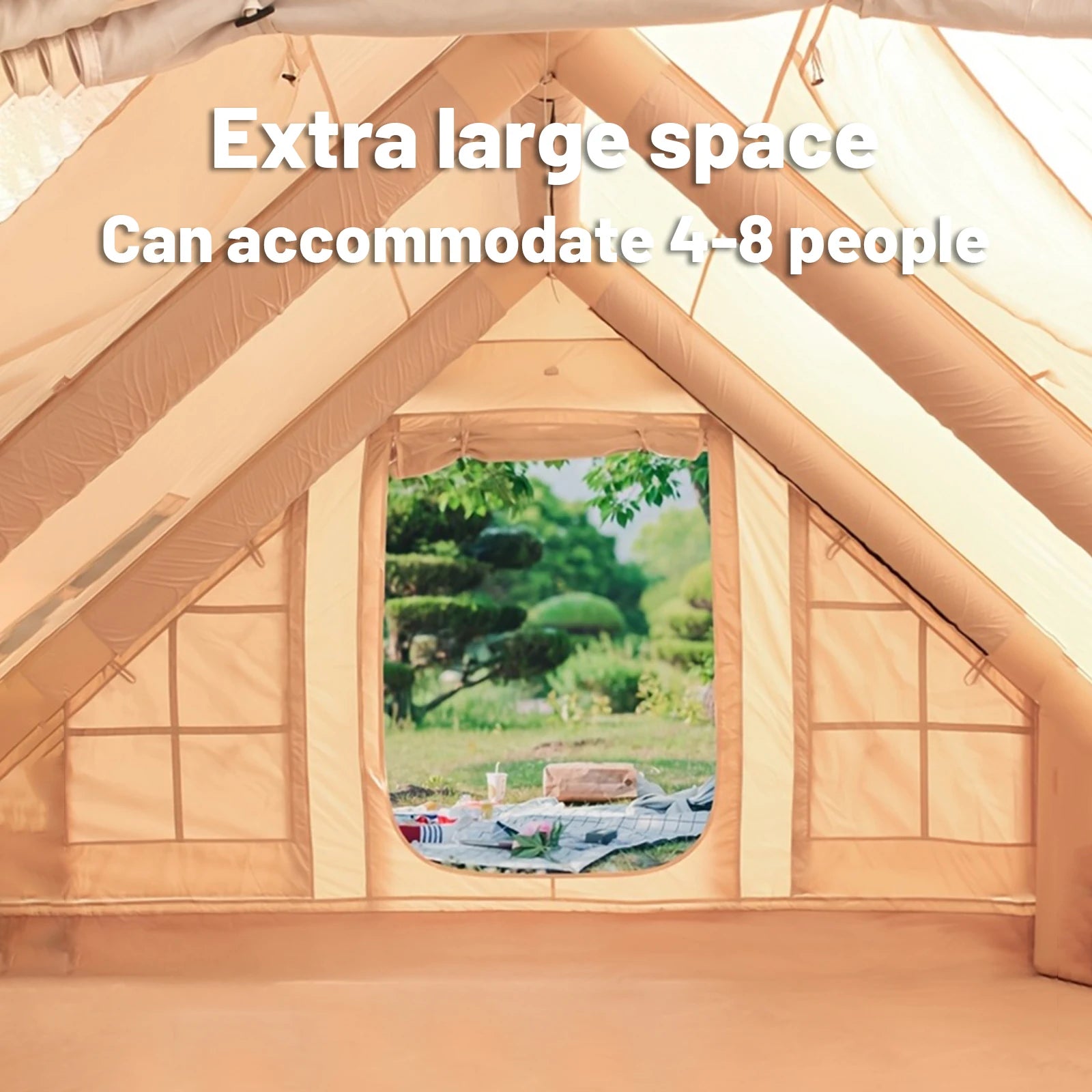 Inflatable camping tent 4-8 people with windows portable water-resistant camping tent Four season tents