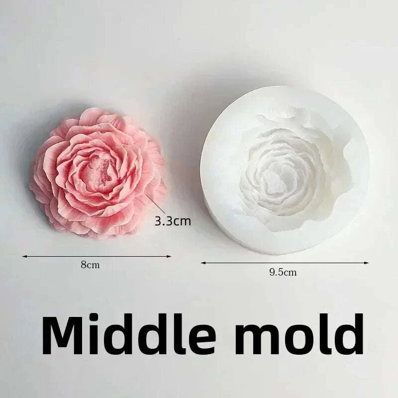 KIMLUD, Peony Rose Bud Bouquet Candle Silicone Mold Peony Flower Clusters Candle Mould Christmas Gift Flower Bundle Resin Gypsum Molds, KIMLUD Womens Clothes