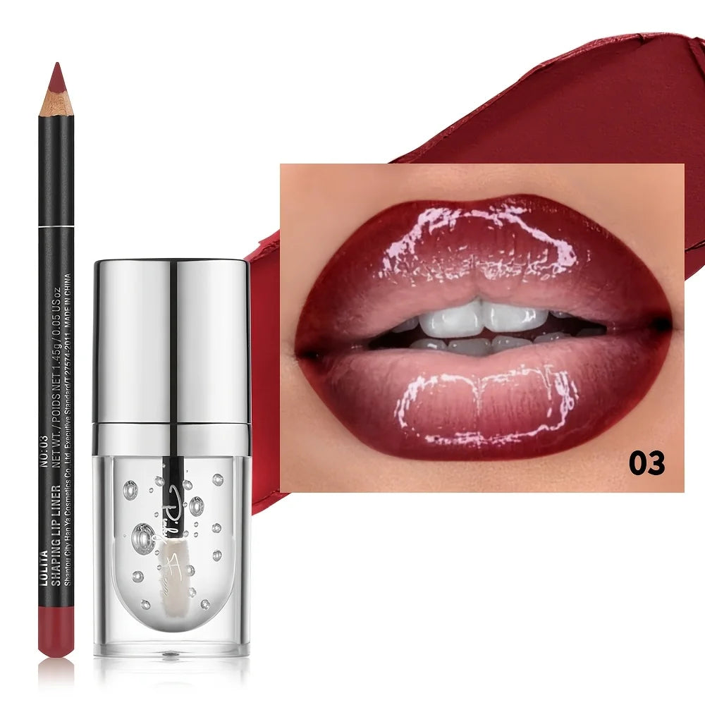 Silky Smooth Lip Liner & Lip Oil Set Long-Lasting Hydration — Caramel | KIMLUD