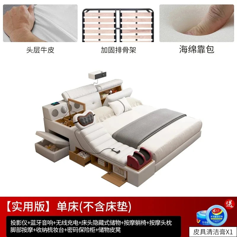 Luxury Storage Double Bed Modern Massager King Size Cameras Multifunctional Twin House Matrimoniale Bedroom Furniture