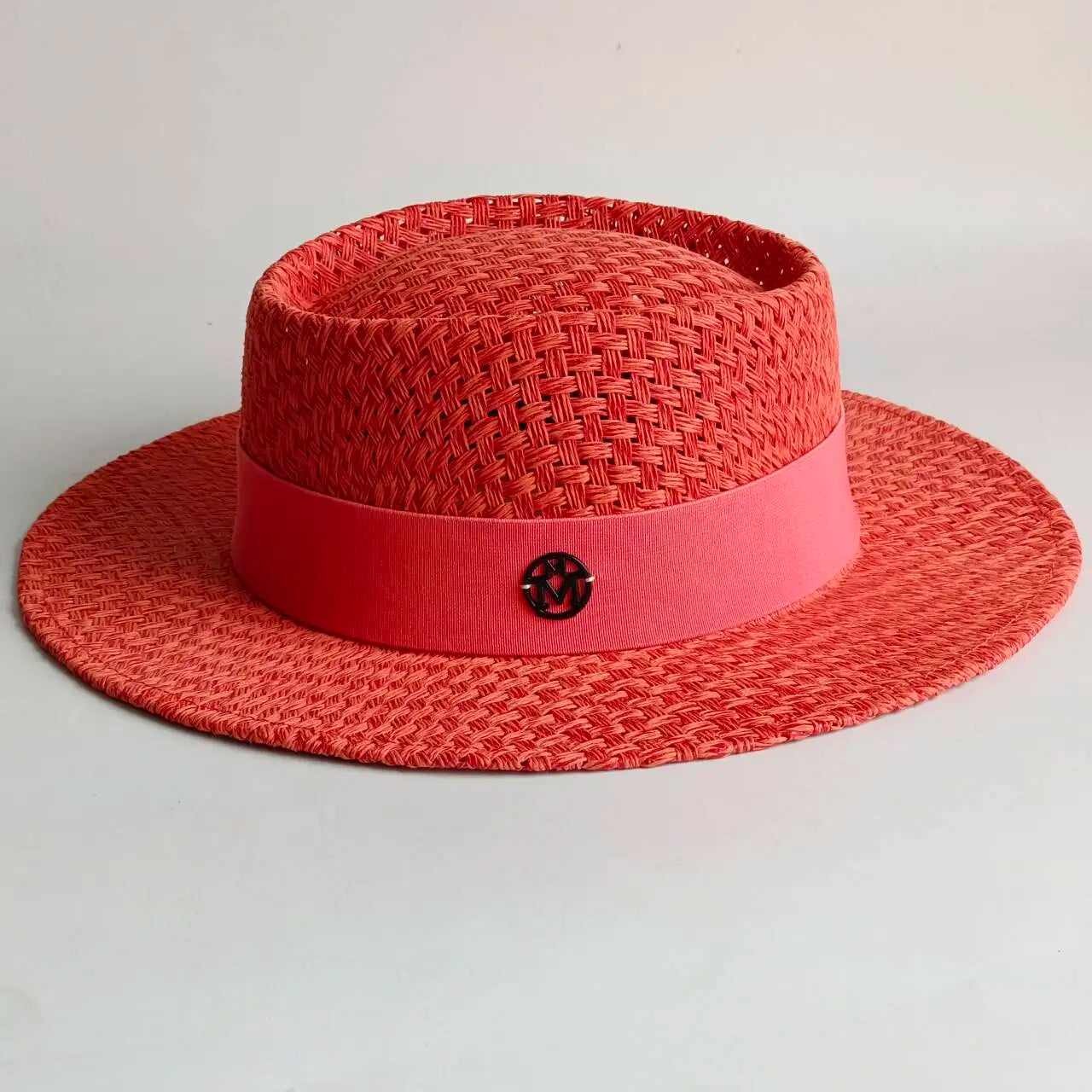 Summer straw hat French elegant seaside travel sun hat bow ribbon flat top large brim straw hat hats for women