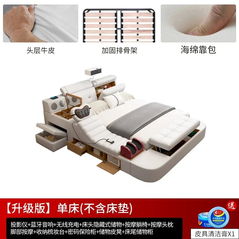 Luxury Storage Double Bed Modern Massager King Size Cameras Multifunctional Twin House Matrimoniale Bedroom Furniture