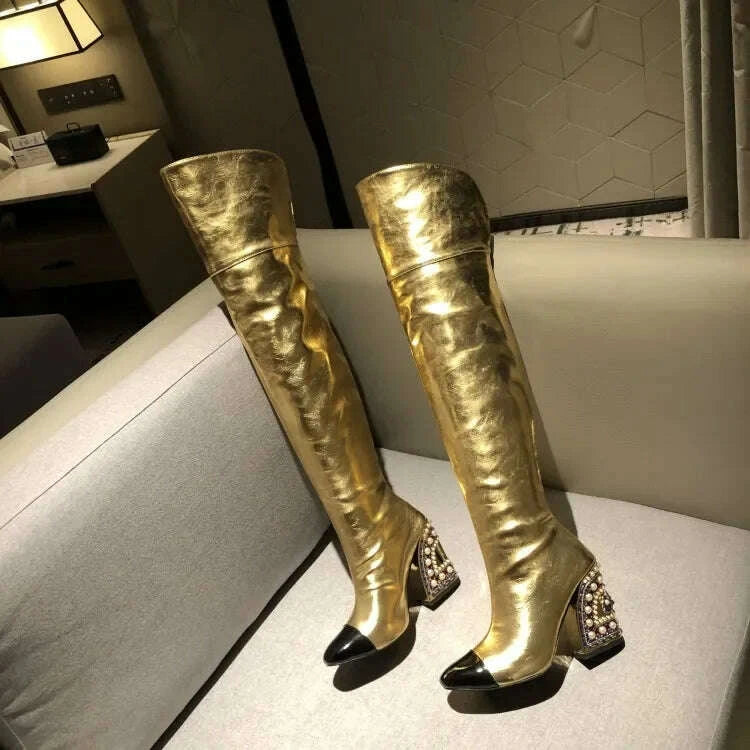 kimlud-colored-rhinestone-cowhide-mid-tubeknee-length-boots-thick-heeled-square-toe-black-gold-runway-runway-performance-high-heels-kimlud-womens-clothes-35044517
