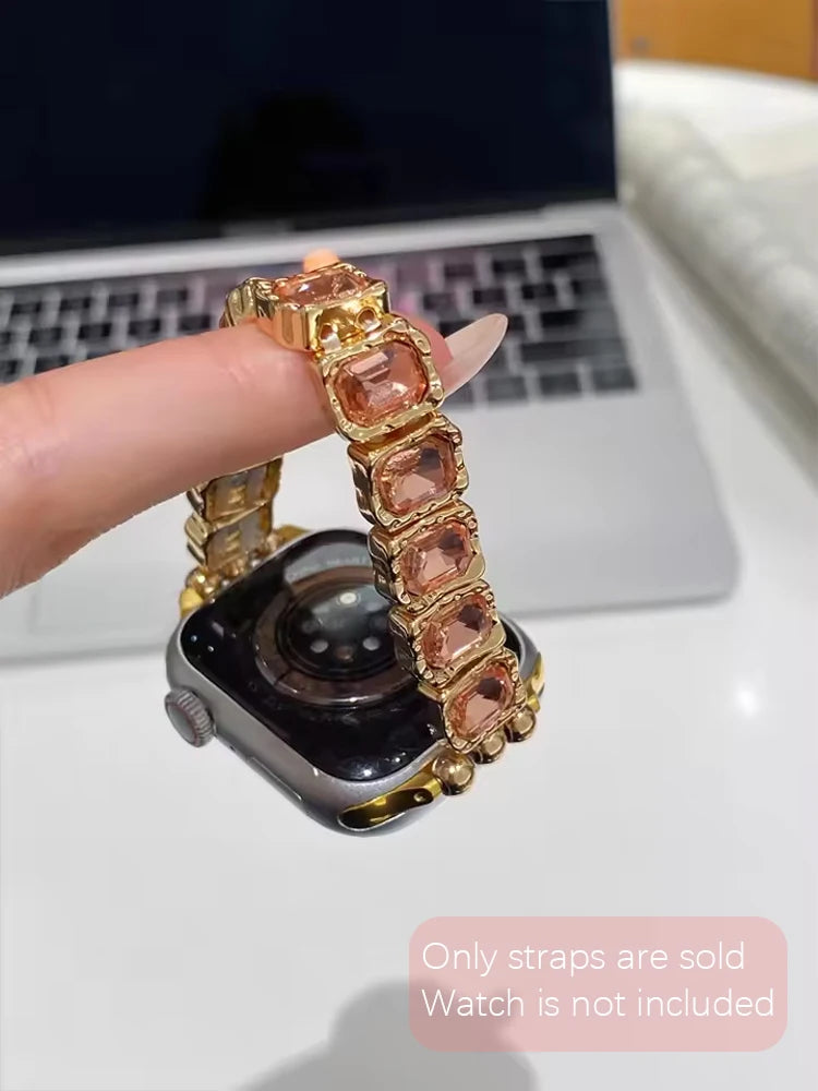 Stainless Diamond Band Watch Strap — Silver | KIMLUD