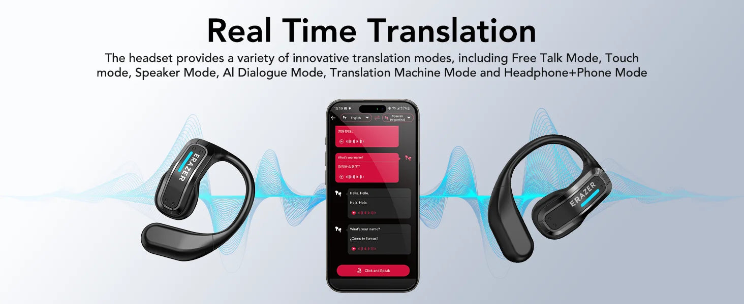 Sleek AI Translator Earbuds X8 With Low Latency Gaming Bluetooth 5.4 — Black | KIMLUD