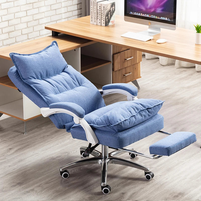 Linen Upholstered Executive Chair With 360 Degree Swivel And Lockable Wheels — Black | KIMLUD