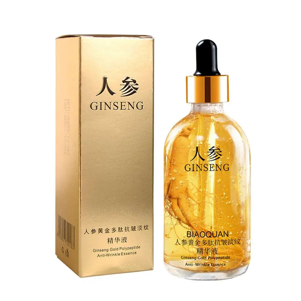 100mlGold Ginseng Face Essence Polypeptide Lightening Skin Moisturizing Facial Serum Smoothing Skin Care Products Deep Hydration