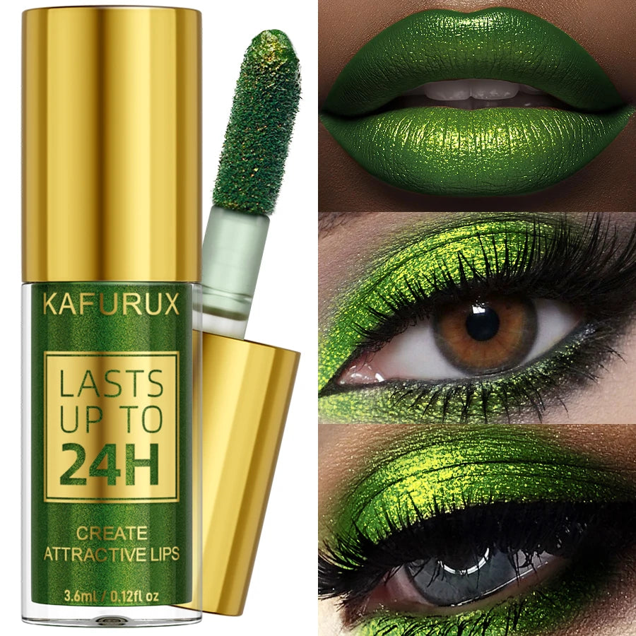 3 Colors Smoky Green Eyeshadow&Lipstick Pencil Stick Waterproof Pearlescent Metallic Glitter for Eye or Lip Makeup Tool Gifts